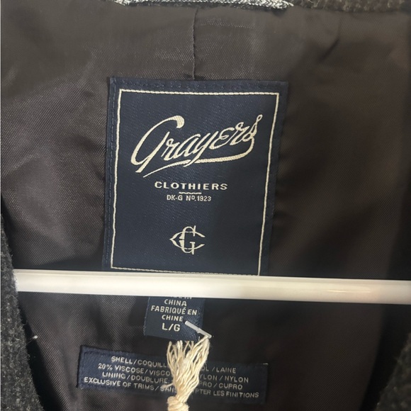 Grayers Hutton Wool Twill Sport Coat - Charcoal Gray Blazer size L NWT - Picture 4 of 8